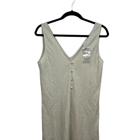 MNG Mango Womens Shift Dress‎ V Neck Button Detailing Sleeveless Beige Size XS - Picture 2 of 5
